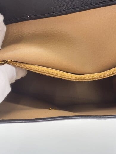 商品画像：角スレ・内側汚れ有/金具・ショルダー欠品/ハンドバッグ/--/BLK/総柄 6