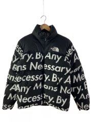 15AW/Any Means Nuptse/ダウンジャケット/S/ナイロン/ブラック/総柄/NF00CXK3