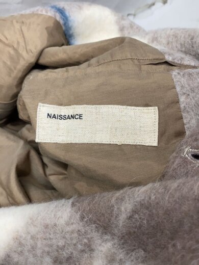 画像：NAISSANCEチェスターコート/0/ポリエステル/BEG/チェック/18A-NSA-JK-023