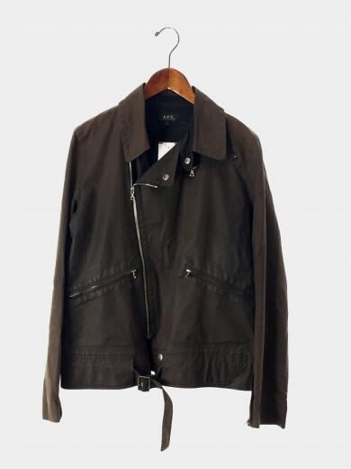 画像：A.P.C.ワックスコットン/オイルドライダース/ダブルライダースジャケット/2/コットン/グレー1