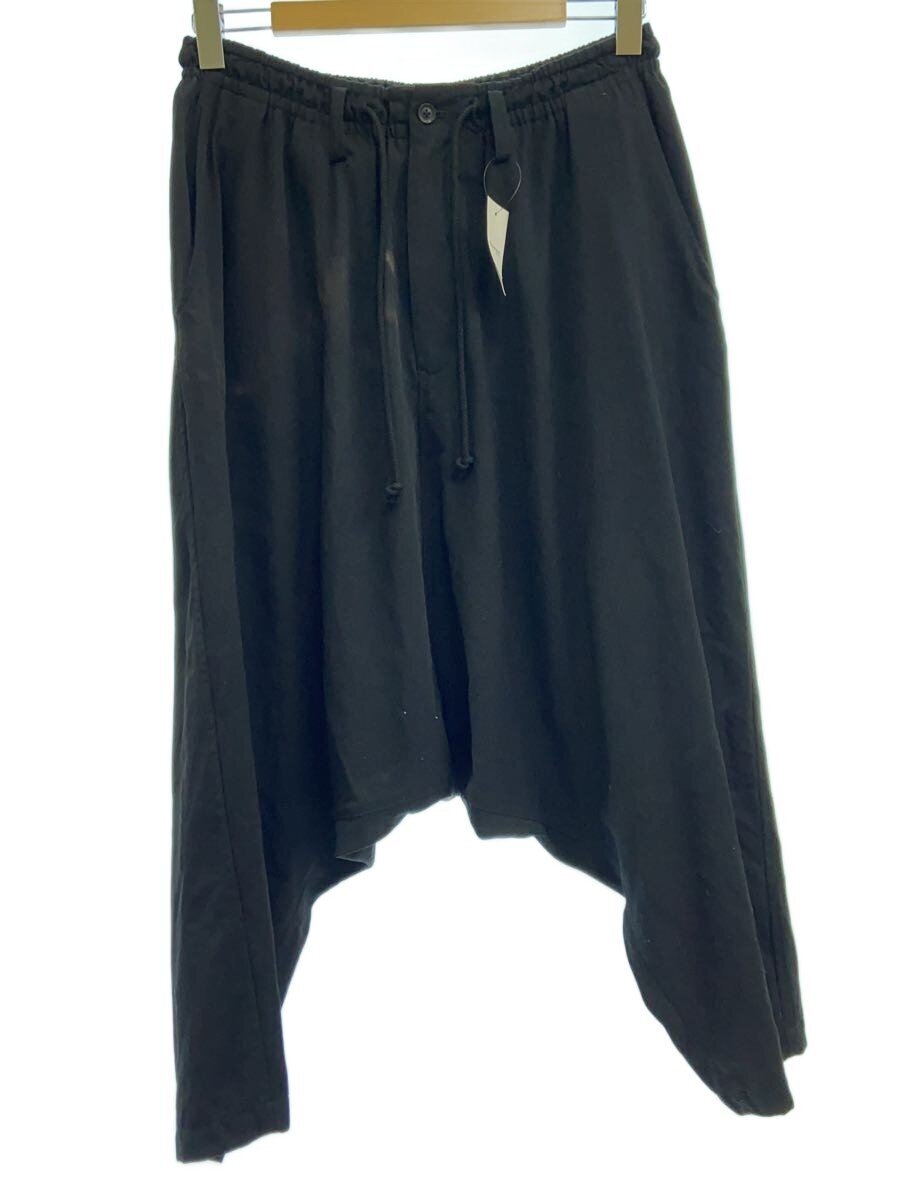yohji yamamoto POUR HOMME / シワウールギャバ/サルエルパンツ/2/ウール/BLK/HZ-P09-100