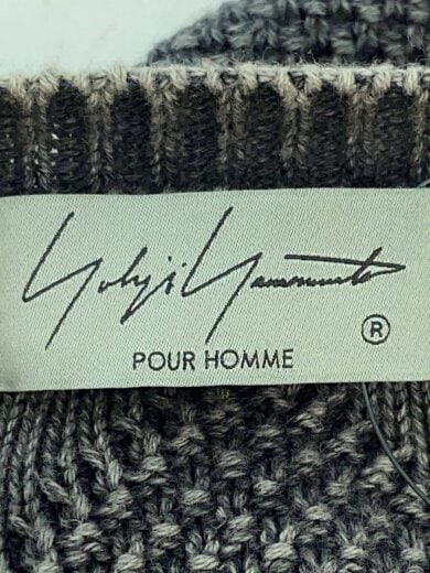 画像：yohji yamamoto POUR HOMME24AW/7G ALAN DISCHARGE ROUND NECK KNIT/3/コットン/GRY/HO-K01-0903