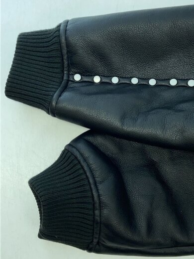 商品画像：STUDDED HOODED BOMBER JACKET/M/フェイクレザー/BLK 6
