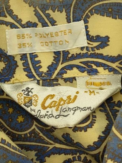 商品画像：70s/デカ襟/巻きタグ/Capri/長袖シャツ/M/ポリエステル/YLW 3
