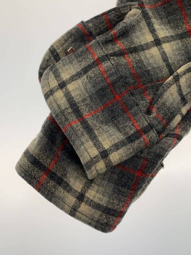 商品画像：50s/開襟/シミ有/長袖シャツ/S/ウール/GRY/チェック 4