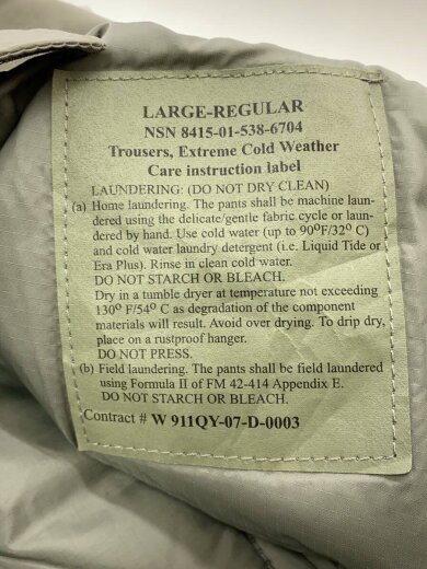 商品画像：ボトム/L/--/KHK/無地/ECWCS level7 5