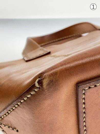 商品画像：角スレ/変色有/ハンドバッグ/レザー/BRW 7