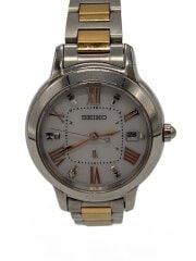 ソーラー腕時計/アナログ/ステンレス/WHT/1B22-0CK0