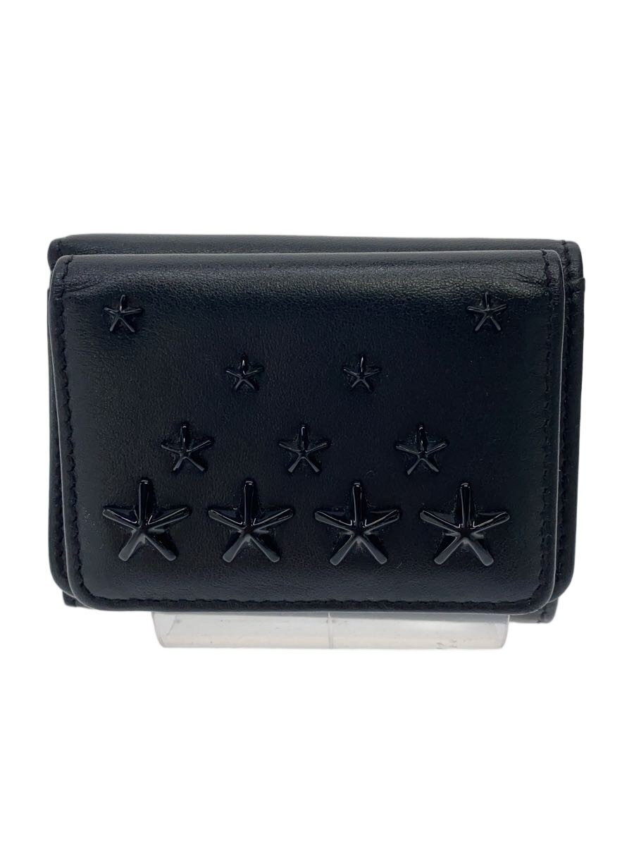 JIMMY CHOO / 3つ折り財布/レザー/BLK/レディース