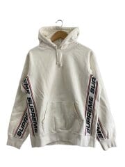 Text Stripe Hooded Sweatshirt/M/コットン/WHT