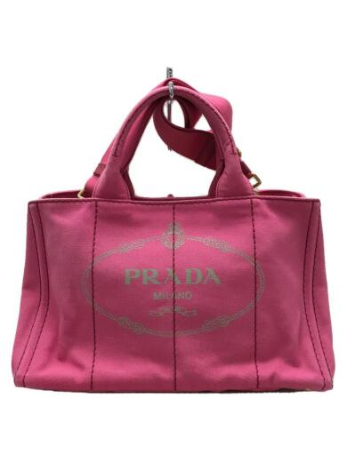 画像：PRADAカナパ/トートバッグ/キャンバス/PNK/無地/canapa/peonia/bn2642/スレ有1
