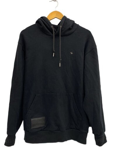 商品画像：レザーパッチスウェットプルオーバーフーディー/XL/コットン/BLK/USO-25127 1