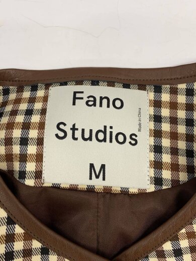 商品画像：フェイクレザーパイピングガンクラブチェックジャケッ/M/ポリエステル/BEG/チェック/FQ22W021 3