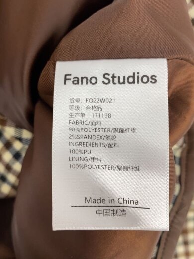 商品画像：フェイクレザーパイピングガンクラブチェックジャケッ/M/ポリエステル/BEG/チェック/FQ22W021 5