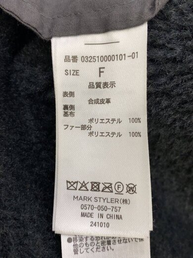 商品画像：フェイクムートンスタンドカラーコート/FREE/ポリエステル/BLK/無地/032510000101-01// 4