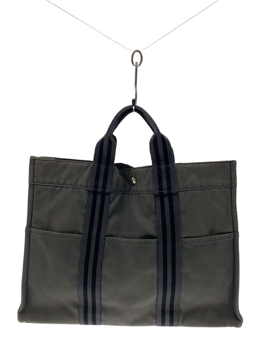 HERMES / ハンドバッグ/キャンバス/GRY