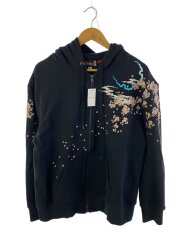 刺繍/ジップパーカー/XXL/コットン/BLK/C273743