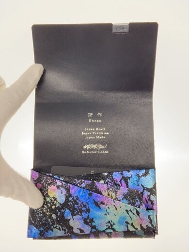 商品画像：ブラック×シャボン/カードケース/レザー/BLK/総柄/メンズ 4