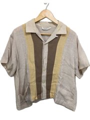 50s～60s/VINTAGE/VT/オープンカラー/襟シミ/半袖シャツ/L/短丈/CRM