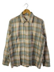 GOLDEN KEY/70-80s/USA製/襟芯/長袖シャツ/L/ポリエステル/BEG/チェック