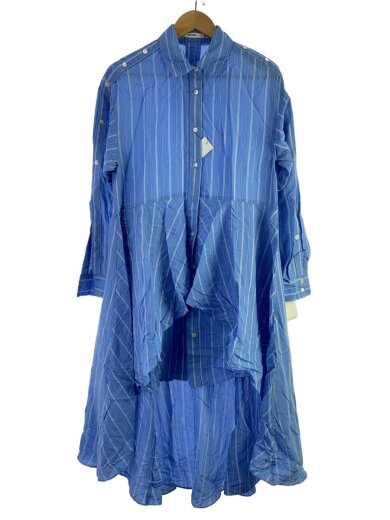 商品画像：タグ付/フィッシュテールワンピース/長袖シャツ/O/レーヨン/BLU/ストライプ/SWFO232063 1