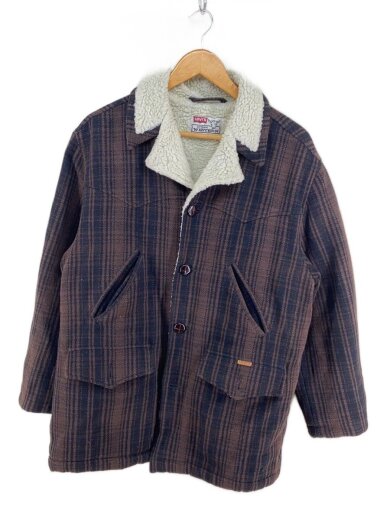 商品画像：ショートホーンタグ復刻/裏ボアジャケット/L/ウール/BRW/チェック 1