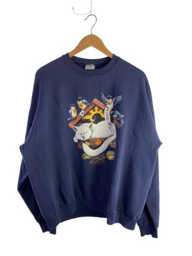 商品画像：00s/猫プリント/スウェット/XL/コットン/NVY/プリント 1