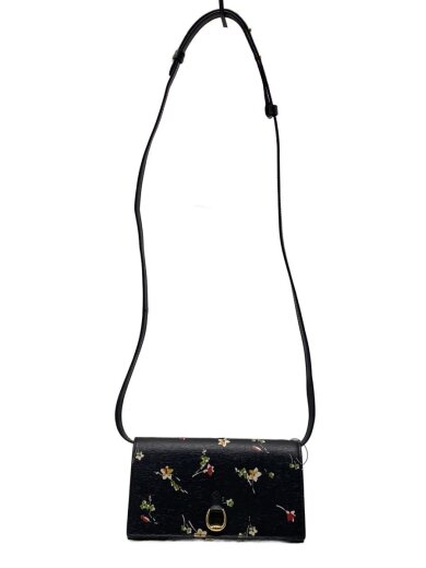 商品画像：ウォレットショルダー/BLK/花柄/レザー 1