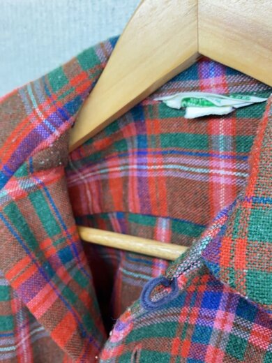 商品画像：70s/vintage/開襟/オープンカラー/Dutchmaid/長袖シャツ/14.5/RED/チェック 7