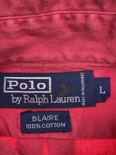 商品画像：90s/BLAIRE/ボタンダウンシャツ/長袖シャツ/L/コットン/RED/無地 3