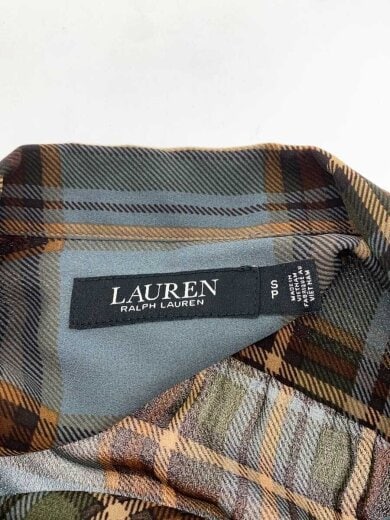 商品画像：長袖ブラウス/S/ポリエステル/GRY/チェック/200017242/タイネック 3