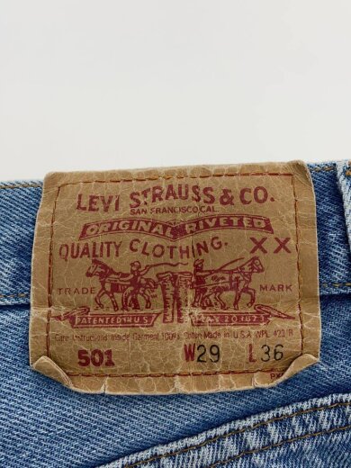 商品画像：刻印555/USA製/90s/ボタンフライ/ボトム/29/デニム/IDG/無地/501-5900 4