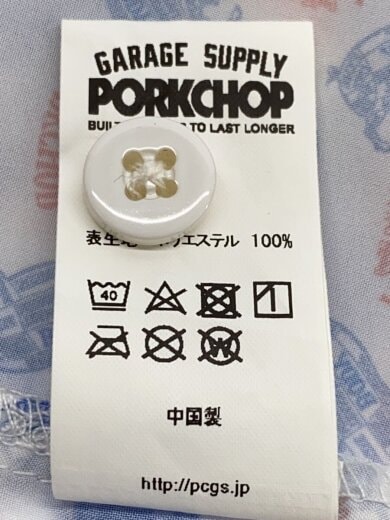 商品画像：半袖シャツ/L/ポリエステル/BLU/総柄/PORK AOP SHIRT 4