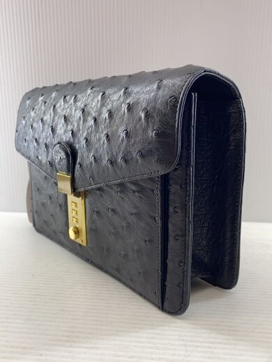 商品画像：セカンドバッグ/レザー/BLK/無地/オーストリッチ 2