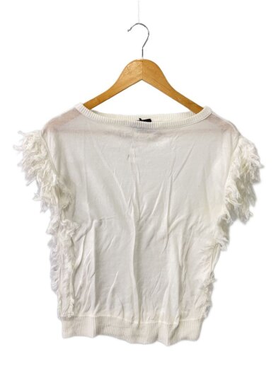 商品画像：フリンジノースリーブニット/1/コットン/WHT/無地/6518-299-0145 1