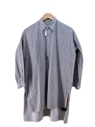 商品画像：30s～/グランパシャツ/ガラスボタン/長袖シャツ/--/コットン/GRY/ストライプ 1