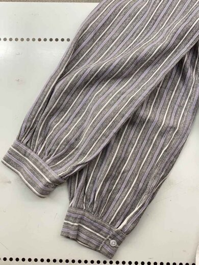 商品画像：30s～/グランパシャツ/ガラスボタン/長袖シャツ/--/コットン/GRY/ストライプ 6