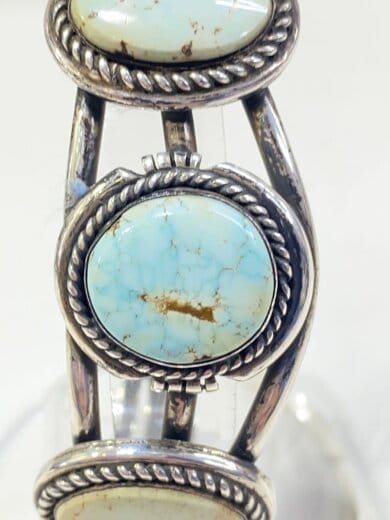 商品画像：インディアンジュエリー/アーティスト刻印LT/ドライクリークターコイズ/バングル/メンズ 3