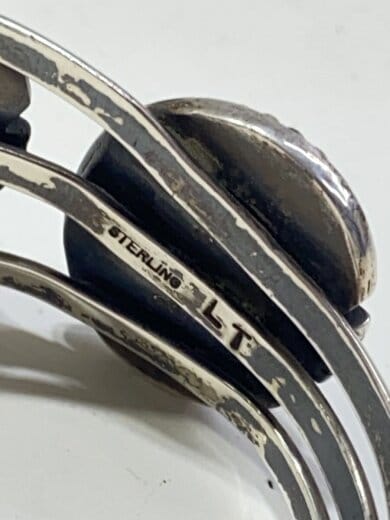 商品画像：インディアンジュエリー/アーティスト刻印LT/ドライクリークターコイズ/バングル/メンズ 7