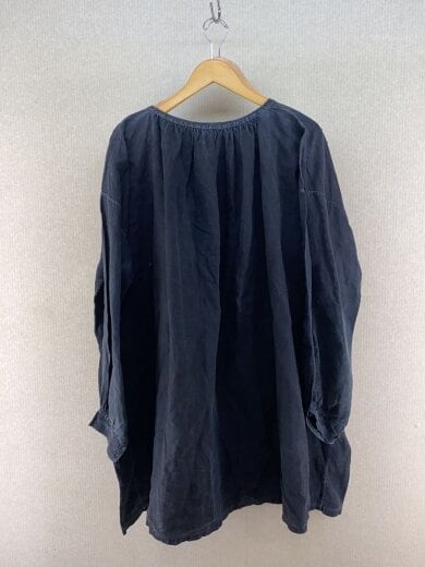 商品画像：00s～20s/アンティーク/リネンスモック/長袖シャツ/--/リネン/BLK/無地// 2