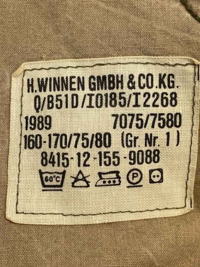 商品画像：80s/ドイツ軍/VINTAGE/H.WINNEN GMBH/ボトム/1/コットン/KHK/無地// 5