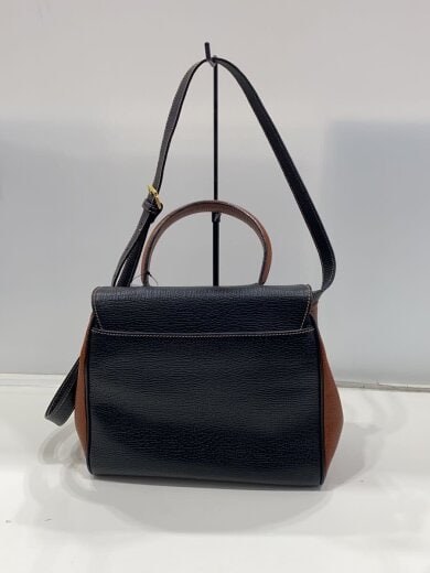 商品画像：2WAY/ターンロック/ショルダーバッグ/レザー/BLK×BRW/無地// 3
