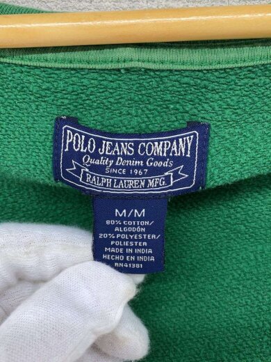 商品画像：90s～/RALPH LAURENロゴ/ジップパーカー/M/コットン/GRN/無地 4