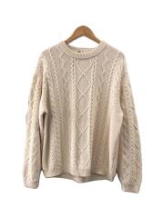バルキーアランバルーンクルーネックニット/セーター/XL/コットン/WHT/白/1213-117-3941
