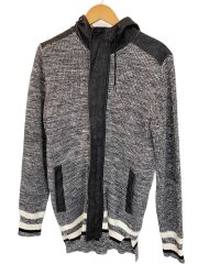 パーカー長袖ワンピース/M/ウール/GRY/異素材