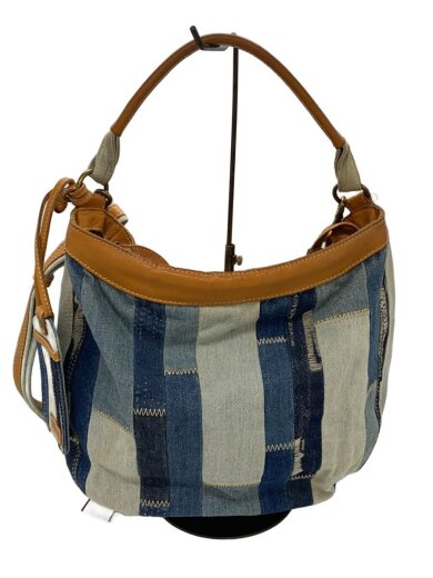 商品画像：パッチワークショルダーバッグ/デニム/IDG・レザー 1
