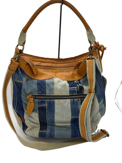 商品画像：パッチワークショルダーバッグ/デニム/IDG・レザー 3