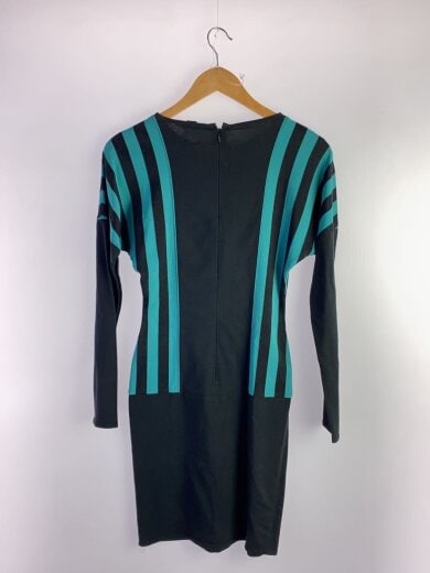 商品画像：80~90s前後・長袖ワンピース/--/アクリル/BLK・160cm前後・エメラルドグリーンカラ 2