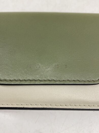 商品画像：3つ折り財布/レザー/KHK/無地/メンズ/ロゴ擦れ有、使用感有 3