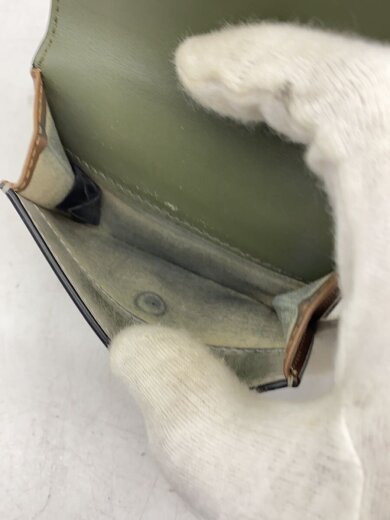 商品画像：3つ折り財布/レザー/KHK/無地/メンズ/ロゴ擦れ有、使用感有 6